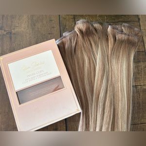 Gleam Seamless Invisi Clip-in 22" Rooted Ash Brown Highlights hair extensions